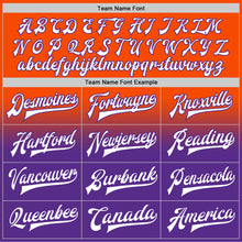 Load image into Gallery viewer, Custom Orange White-Purple Bomber Full-Snap Varsity Letterman Fade Fashion Jacket