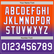 Load image into Gallery viewer, Custom Orange White-Purple Bomber Full-Snap Varsity Letterman Fade Fashion Jacket