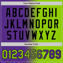 Load image into Gallery viewer, Custom Purple Neon Green-Black Bomber Full-Snap Varsity Letterman Gradient Fashion Jacket