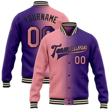 Load image into Gallery viewer, Custom Purple Medium Pink-Black Bomber Full-Snap Varsity Letterman Gradient Fashion Jacket
