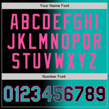 Load image into Gallery viewer, Custom Black Aqua-Pink Bomber Full-Snap Varsity Letterman Gradient Fashion Jacket