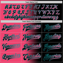 Load image into Gallery viewer, Custom Black Neon Pink-Teal Bomber Full-Snap Varsity Letterman Gradient Fashion Jacket