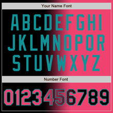 Load image into Gallery viewer, Custom Black Neon Pink-Teal Bomber Full-Snap Varsity Letterman Gradient Fashion Jacket