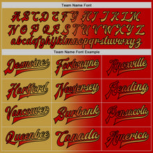 Load image into Gallery viewer, Custom Red Old Gold-Black Bomber Full-Snap Varsity Letterman Gradient Fashion Jacket