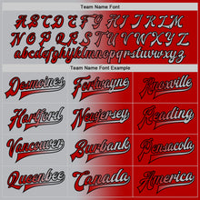 Load image into Gallery viewer, Custom Red Gray-Black Bomber Full-Snap Varsity Letterman Gradient Fashion Jacket