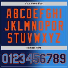 Load image into Gallery viewer, Custom Navy Powder Blue-Orange Bomber Full-Snap Varsity Letterman Gradient Fashion Jacket