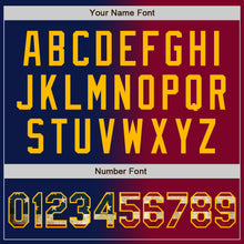 Load image into Gallery viewer, Custom Navy Vintage USA Flag Maroon-Gold Bomber Full-Snap Varsity Letterman Gradient Fashion Jacket