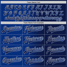 Load image into Gallery viewer, Custom Navy Royal-Gray Bomber Full-Snap Varsity Letterman Gradient Fashion Jacket