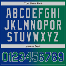 Load image into Gallery viewer, Custom Royal Kelly Green-Gray Bomber Full-Snap Varsity Letterman Gradient Fashion Jacket