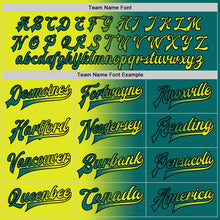 Load image into Gallery viewer, Custom Teal Neon Yellow-Black Bomber Full-Snap Varsity Letterman Gradient Fashion Jacket