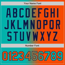 Load image into Gallery viewer, Custom Aqua Orange-Navy Bomber Full-Snap Varsity Letterman Gradient Fashion Jacket