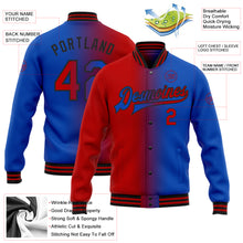 Load image into Gallery viewer, Custom Thunder Blue Red-Black Bomber Full-Snap Varsity Letterman Gradient Fashion Jacket