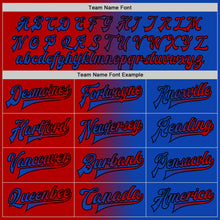 Load image into Gallery viewer, Custom Thunder Blue Red-Black Bomber Full-Snap Varsity Letterman Gradient Fashion Jacket