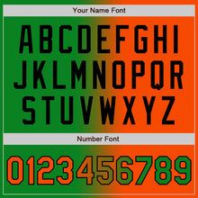 Load image into Gallery viewer, Custom Grass Green Orange-Black Bomber Full-Snap Varsity Letterman Gradient Fashion Jacket