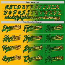 Load image into Gallery viewer, Custom Grass Green Gold-Black Bomber Full-Snap Varsity Letterman Gradient Fashion Jacket