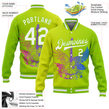 Load image into Gallery viewer, Custom Neon Green White-Neon Yellow Guitar Rock Roll Music Festival 3D Pattern Design Bomber Full-Snap Varsity Letterman Gradient Fashion Jacket