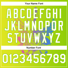 Load image into Gallery viewer, Custom Neon Green White-Neon Yellow Guitar Rock Roll Music Festival 3D Pattern Design Bomber Full-Snap Varsity Letterman Gradient Fashion Jacket