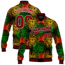 Load image into Gallery viewer, Custom Black Red-White Black History Month 3D Pattern Design Bomber Full-Snap Varsity Letterman Jacket