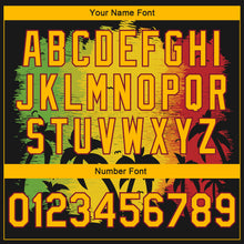 Load image into Gallery viewer, Custom Black Gold-Crimson Black History Month Hawaii Palm Trees 3D Bomber Full-Snap Varsity Letterman Jacket