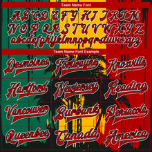 Load image into Gallery viewer, Custom Gold Red Black-Kelly Green Black History Month Hawaii Palm Trees 3D Bomber Full-Snap Varsity Letterman Jacket