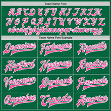 Load image into Gallery viewer, Custom Kelly Green Pink-White Bomber Full-Snap Varsity Letterman Two Tone Jacket