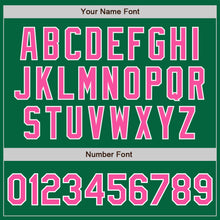 Load image into Gallery viewer, Custom Kelly Green Pink-White Bomber Full-Snap Varsity Letterman Two Tone Jacket