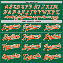 Load image into Gallery viewer, Custom Kelly Green Orange-White Bomber Full-Snap Varsity Letterman Two Tone Jacket