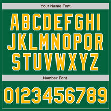 Load image into Gallery viewer, Custom Kelly Green Gold-White Bomber Full-Snap Varsity Letterman Two Tone Jacket