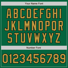 Load image into Gallery viewer, Custom Kelly Green Old Gold-Black Bomber Full-Snap Varsity Letterman Two Tone Jacket