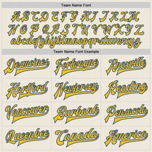 Load image into Gallery viewer, Custom Cream Yellow-Royal Bomber Full-Snap Varsity Letterman Two Tone Jacket