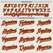 Load image into Gallery viewer, Custom Cream Orange-Black Bomber Full-Snap Varsity Letterman Two Tone Jacket