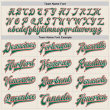 Load image into Gallery viewer, Custom Cream Kelly Green-Red Bomber Full-Snap Varsity Letterman Two Tone Jacket