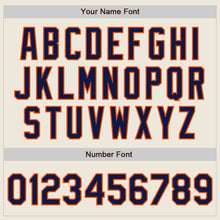 Load image into Gallery viewer, Custom Cream Navy-Orange Bomber Full-Snap Varsity Letterman Two Tone Jacket