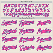 Load image into Gallery viewer, Custom Cream Pink Purple-Black Bomber Full-Snap Varsity Letterman Two Tone Jacket