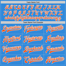 Load image into Gallery viewer, Custom Powder Blue Orange-White Bomber Full-Snap Varsity Letterman Two Tone Jacket