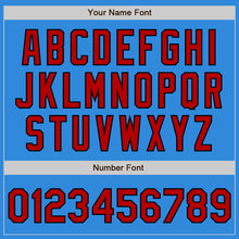 Load image into Gallery viewer, Custom Powder Blue Red-Black Bomber Full-Snap Varsity Letterman Two Tone Jacket