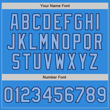 Load image into Gallery viewer, Custom Powder Blue Light Blue-Navy Bomber Full-Snap Varsity Letterman Two Tone Jacket