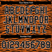 Load image into Gallery viewer, Custom Orange Black-White Tiger Stripes 3D Pattern Design Bomber Full-Snap Varsity Letterman Jacket