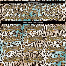 Load image into Gallery viewer, Custom White Black-Old Gold Leopard Print 3D Pattern Design Bomber Full-Snap Varsity Letterman Jacket