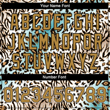 Load image into Gallery viewer, Custom White Black-Old Gold Leopard Print 3D Pattern Design Bomber Full-Snap Varsity Letterman Jacket