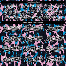 Load image into Gallery viewer, Custom Light Pink Black-White Leopard Print 3D Pattern Design Bomber Full-Snap Varsity Letterman Jacket