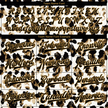 Load image into Gallery viewer, Custom White Black-Old Gold Leopard Print 3D Pattern Design Bomber Full-Snap Varsity Letterman Jacket