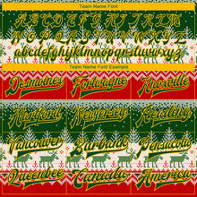 Load image into Gallery viewer, Custom Green Gold Christmas Reindeers 3D Bomber Full-Snap Varsity Letterman Jacket