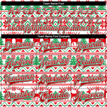 Load image into Gallery viewer, Custom White Red-Kelly Green Christmas 3D Bomber Full-Snap Varsity Letterman Jacket