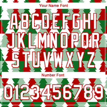 Load image into Gallery viewer, Custom Kelly Green White-Red Christmas Tree 3D Bomber Full-Snap Varsity Letterman Jacket