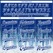 Load image into Gallery viewer, Custom Royal White Christmas Tree 3D Bomber Full-Snap Varsity Letterman Jacket