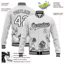 Load image into Gallery viewer, Custom White Black Merry Christmas Animals In Winter 3D Bomber Full-Snap Varsity Letterman Jacket