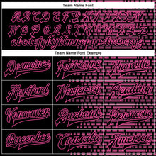 Load image into Gallery viewer, Custom Black Pink-White Halftone 3D Pattern Design Bomber Full-Snap Varsity Letterman Jacket