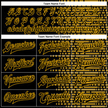 Load image into Gallery viewer, Custom Black Gold Halftone 3D Pattern Design Bomber Full-Snap Varsity Letterman Jacket