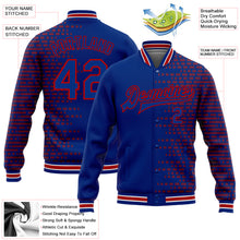 Load image into Gallery viewer, Custom Royal Red-White Halftone 3D Pattern Design Bomber Full-Snap Varsity Letterman Jacket